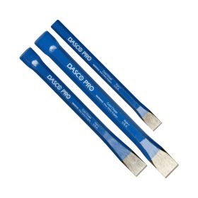 Craftsmen and DIYers alike will love the Dasco Pro 3-Piece Cold Chisel Kit. Each set includes three precision-ground cold chisels made from heat-treated alloy steel for superior strength and durability.
