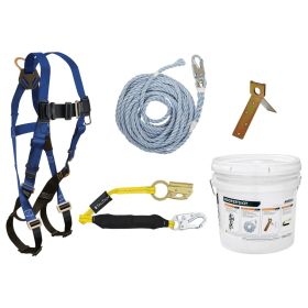 FallTech 8593A Roofer's Kit w/ Hinged Reusable Anchor & Rope Adjuster