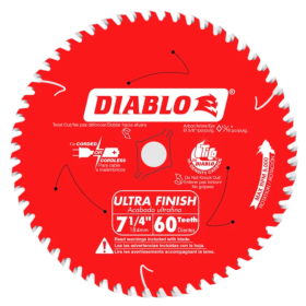 Diablo 7-1/4" x 60-Teeth Ultra Finish Carbide Saw Blade for Wood