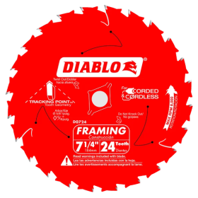 Diablo 7-1/4" x 24-Teeth Framing Saw Blades for Wood - Pack of 3