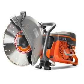 The Husqvarna K1270 Power Cutter, the market's most powerful hand-held concrete saw with Xtorq engine and Active Air Filtration for up to one year's operation without a filter change.