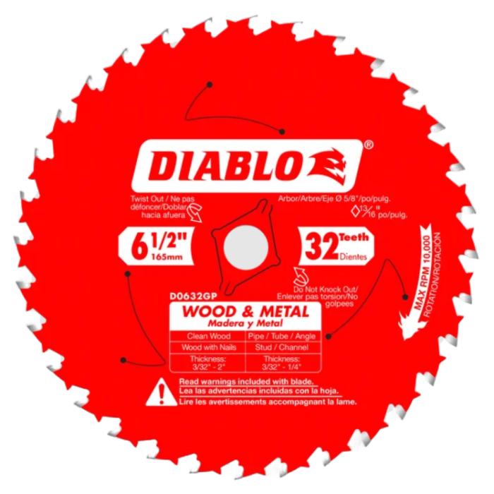 6-1/2 in. x 32-Teeth Wood and Metal Saw Blade 6-1/2 in. x 32-Teeth Wood and Metal Saw Blade
