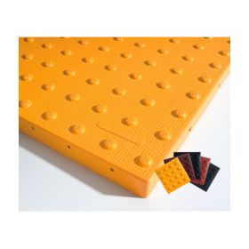 ADA Solutions Cast-in-Place Paver panel in various colors, showing durable glass, carbon, and fiberglass reinforced composite material with raised truncated domes for a safe and accessible tactile surface. Available in 5 colors -Yellow, Brick red, Black, 
