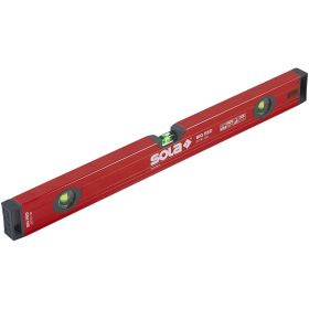 Sola Big Red Aluminum Box Beam Level with 3 Magnified Vials angled view
