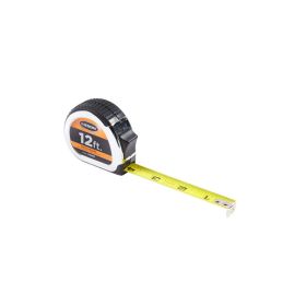 12' Keson PowerGlide Tape Measure with chrome-coated and rubber-grip compact housing for easy and precise measurements. Textured rubber grips for a sure hold. 