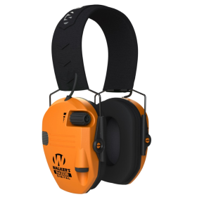 Image of Walker's Blaze Orange Razor Digital Low-Profile Muff for hearing protection on job site with crystal clear digital sound