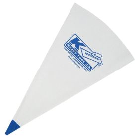 A Kraft 23" x 13" Poly-Lined Grout Bag with a blue tip lying on a white surface.